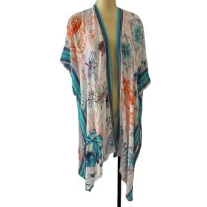 Boho Chic Kimono Womens OS Floral Beach Cover Up Resort Vacation Travel